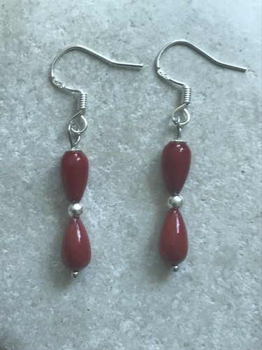 Genuine red coral teardrops - genuine,