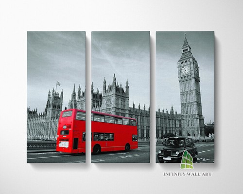 London red bus canvas - red, split