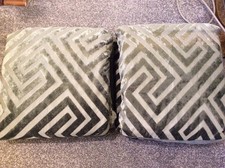 NEXT Khaki Green Cut Velvet Geo Eyelet Blackout Thermal Curtains 66X90" RRP 165£