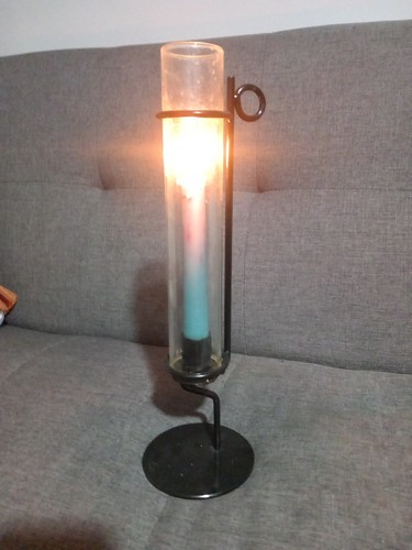 Metal and glass candel - glass,