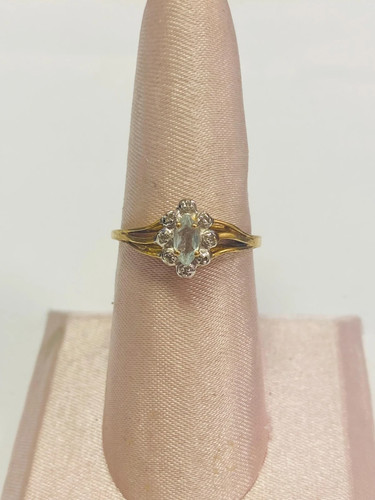 Aquamarine diamond 10k gold - aquamarine, +
