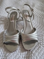 Silver Wide Fit EE Formal Wedding Evening Silver Ankle Strap Shoes 4