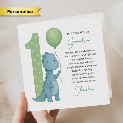 1st birthday card for grandson - for,