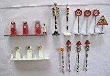 Vintage Lesney - Die Cast Metal Petrol Station Pumps + Dinky Signs