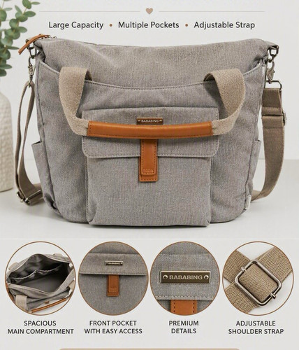 Bababing solid grey messenger - grey,
