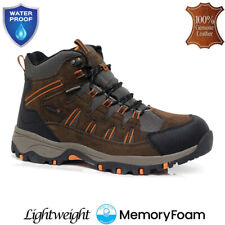 Mens Waterproof Leather Hiking Boots Memory Foam Trekking Trail Ankle Trainers