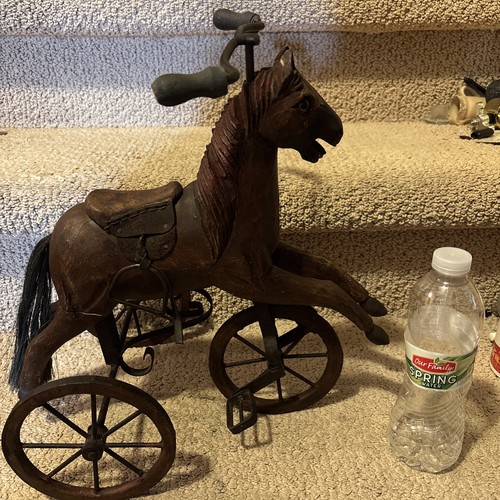 Antique wood iron horse - antique,