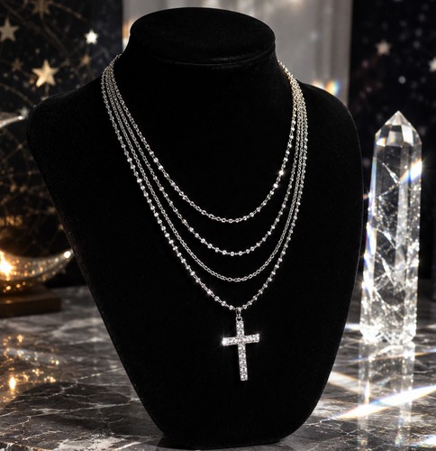 Silver tone multi - silver, cross