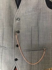 solid copper single albert rose gold colour pocket watch waistcoat  chain hook