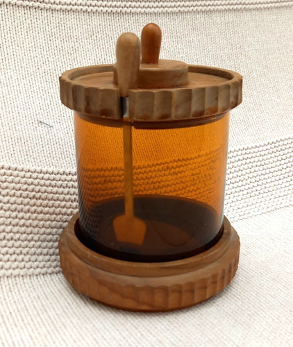 Vintage amber glass wooden - glass,