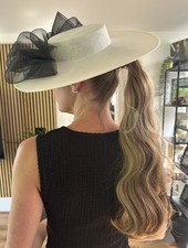 Cream Black Bow Hat Fascinator