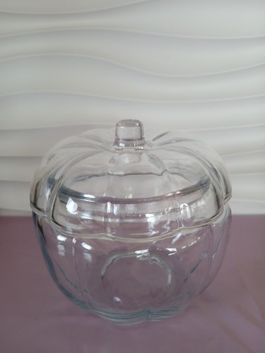Clear glass pumpkin jar with - pumpkin,