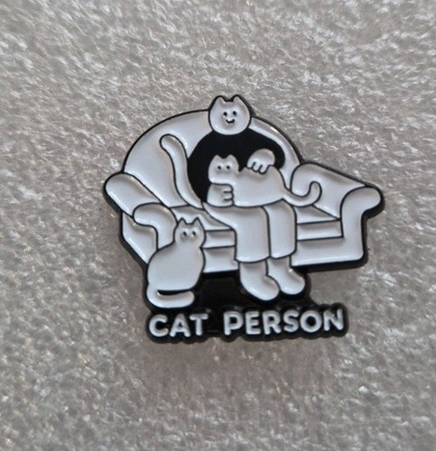 Cat person metal pin badge - metal,
