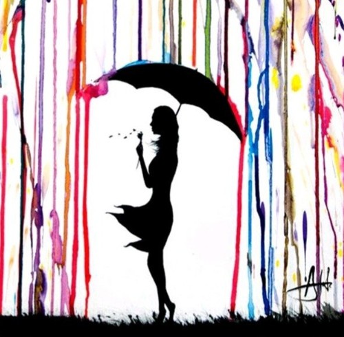 Banksy rainbow rain photo wall - photo,