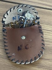 Prayer Rosary Cross Religious Beads Leather Pouch 22” Iridescent Crystal Beads 