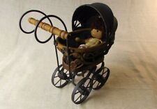 19th Century Style Decorative Minature Dolls Perambulator With Rag Doll Replica