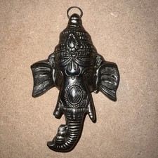 Silver Metal Wall/door Hanging Ganesha Figurine 7in Pre-owned