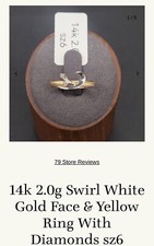 14k 2.0g Swirl WhiteGold Face & YellowRing With Diamonds sz6