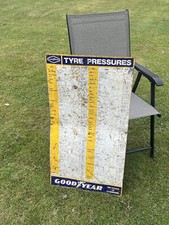 Original Goodyear Tyre Pressure Sign Vintage Rare Rusty - Bend In Sign