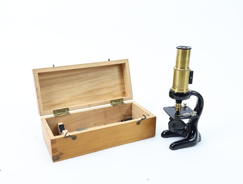 Antique brass microscope