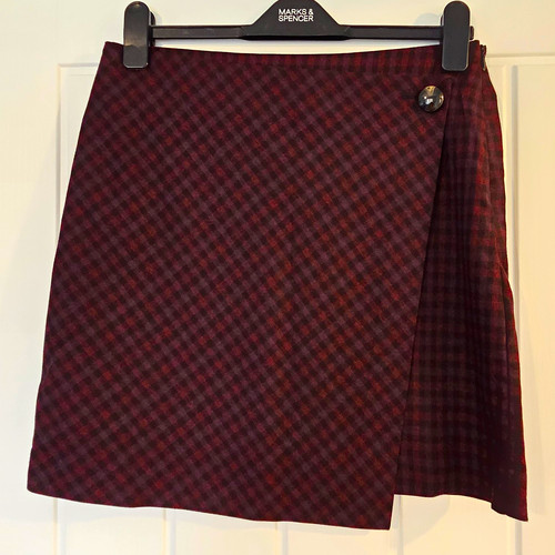 Next burgundy check skirt - check,