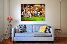 Dogs Playing Pool on Framed