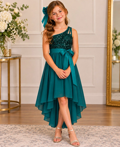 Girls green one - green, one-shoulder