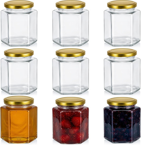 Pack hexagonal glass jars - 9,