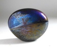 Glasform Vintage Iridescent Landscape Paperweight John Ditchfield. 9cm high