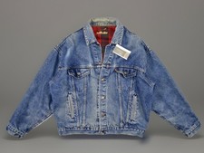 USA Vintage LEVIS 70417 Plaid denim jeans Jacket size L Large blanket trucker