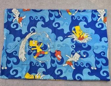 1998 Vintage Bart Simpson Blue Pillow Case Swimming Wave 3 Eyed Fish Handmade