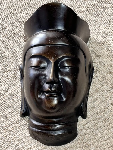 Buddhist cast iron mask - iron, wall