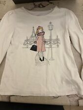 Jillians Closet 7-8 years long sleeved paris white top Glitter Design