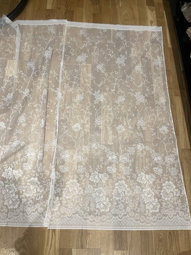 Vintage white lace curtains - white,