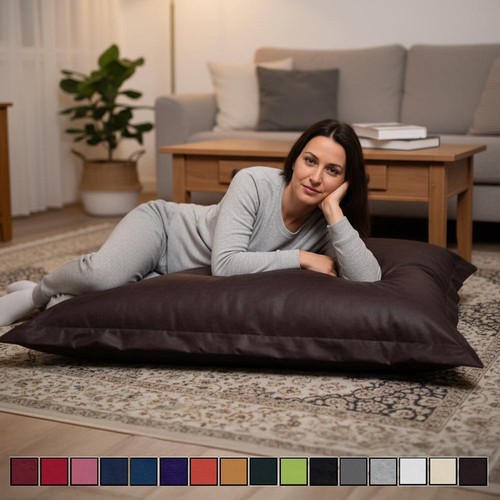 Faux leather beanbag lounger - ,