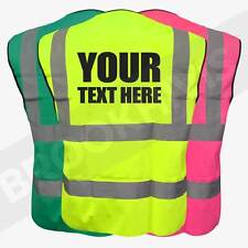 CUSTOM PRINTED HI VIZ VIS VEST PERSONALISED SAFETY REFLECTIVE WAISTCOAT COLOURS