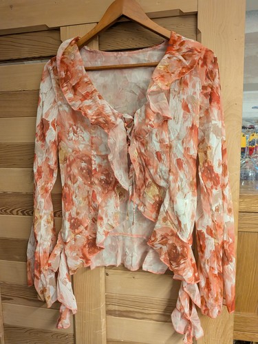Boho type floral ruffle blouse - floral,