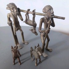 African Metal hunting Figurines Set