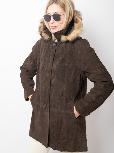 Vintage hooded suede leather - hooded,