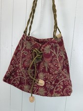 Vintage Burgundy Boho Floral Tapestry Shoulder Bag Past Times