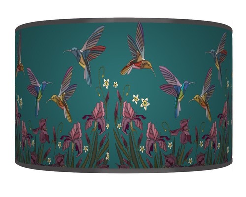 Humming bird lampshade teal - humming,