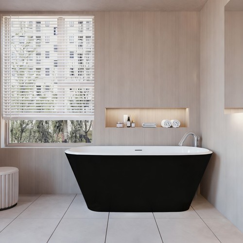 Modern matt black 1600x730mm - modern,
