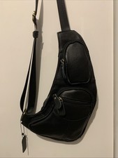 Men's Leather Crossbody Sling Bag Real