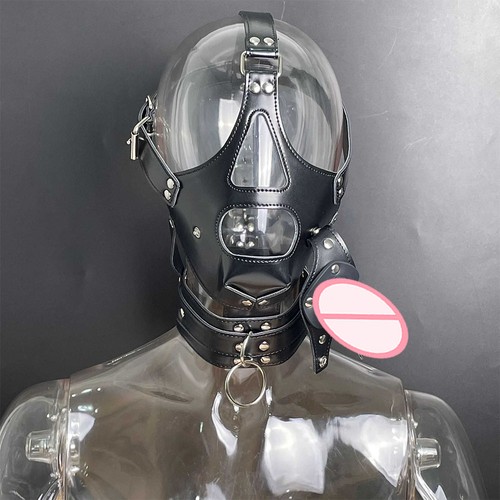 Leather hood mouth gag - hood,