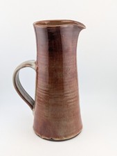 Vintage Campden Studio Pottery Tall Jug Vase Warm Brown Glaze 8"
