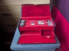 Antique ladies leather manicure box with contents