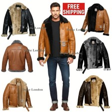 Men's B3 Raf Real Sheep Skin Leather Jacket Aviator Flying Bomber Coat Sharp 
