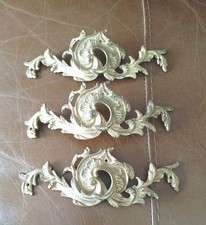 Set 3 Vintage French Leaf Design Ormulo Metal Plates Furniture Chest Dresser