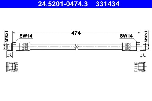 Front brake hose fits - front,