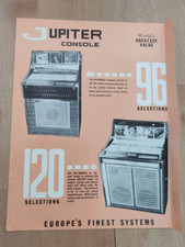 Jupiter 96 & 120 Console Vinyl Jukebox Sales Brochure / Flyer / Pamphlet